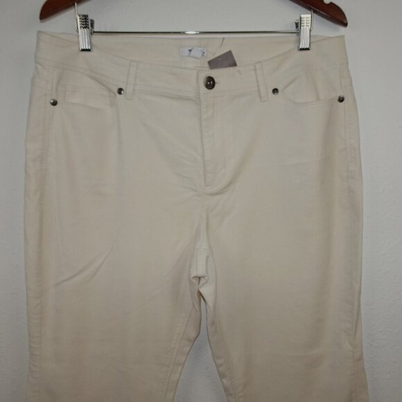 J. Jill Brushed Cotton Pants Women's Petite Size 16 Off White Soft Cropped - Picture 2 of 9